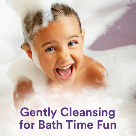 Child using Suave Kids lavender 3-in-1 in bathtub, calming bedtime routine