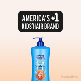 suave Kids bottle beside bath toys illustrating kid-friendly use and fun benefit