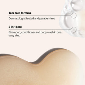 suave Kids creamy peach-colored pour showing gentle texture and lather benefit