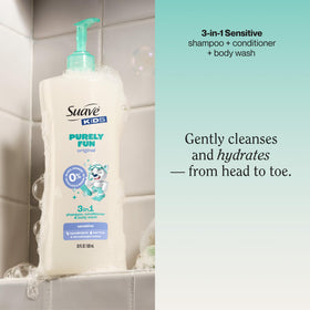Suave Kids back label with ingredients and dermatologist tested badge