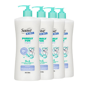 Suave Kids front packaging showing playful Finley and benefits