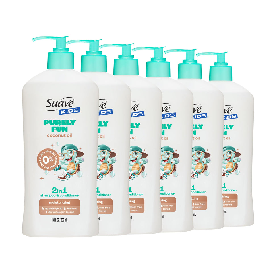 Suave front packaging showing kid-friendly design and benefits