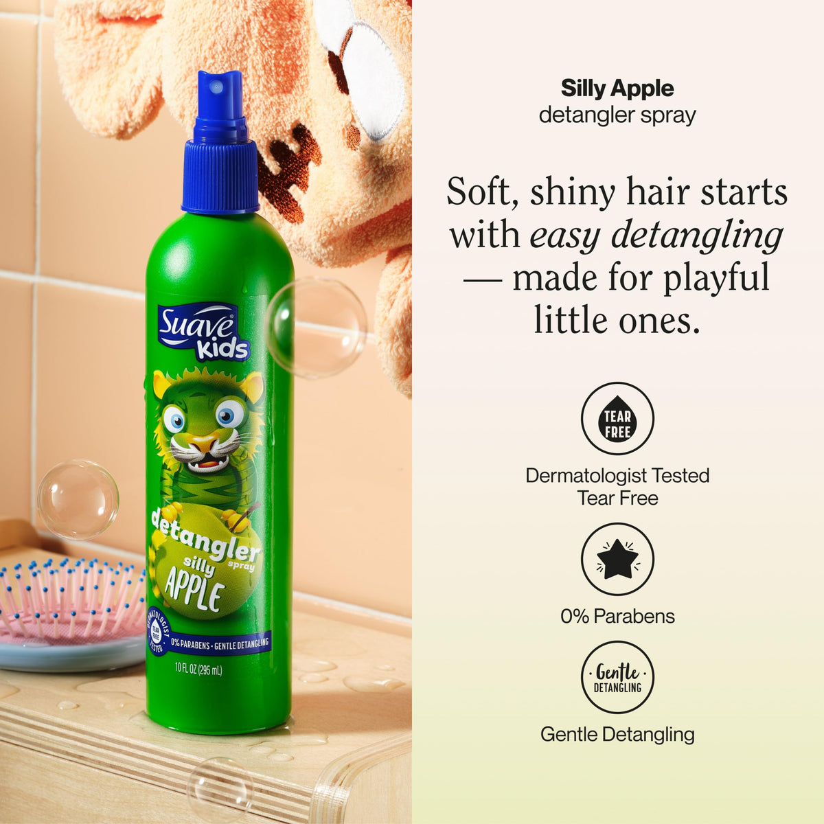 Suave Kids Silly Apple back label with ingredients and usage details benefit