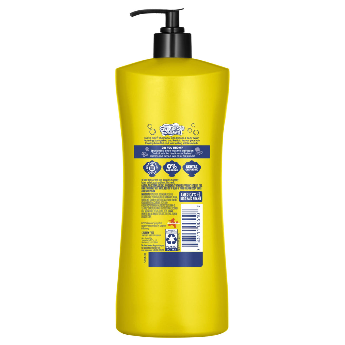 Child using Suave Kids 3-in-1 in hands for quick head-to-toe wash