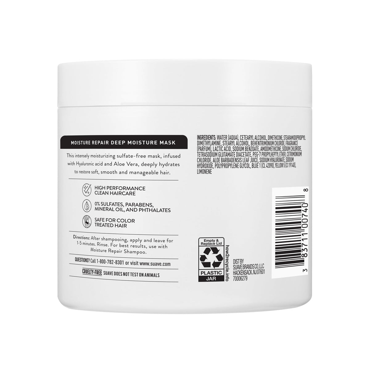 Suave label close-up ingredient list highlighting sulfate-free formula