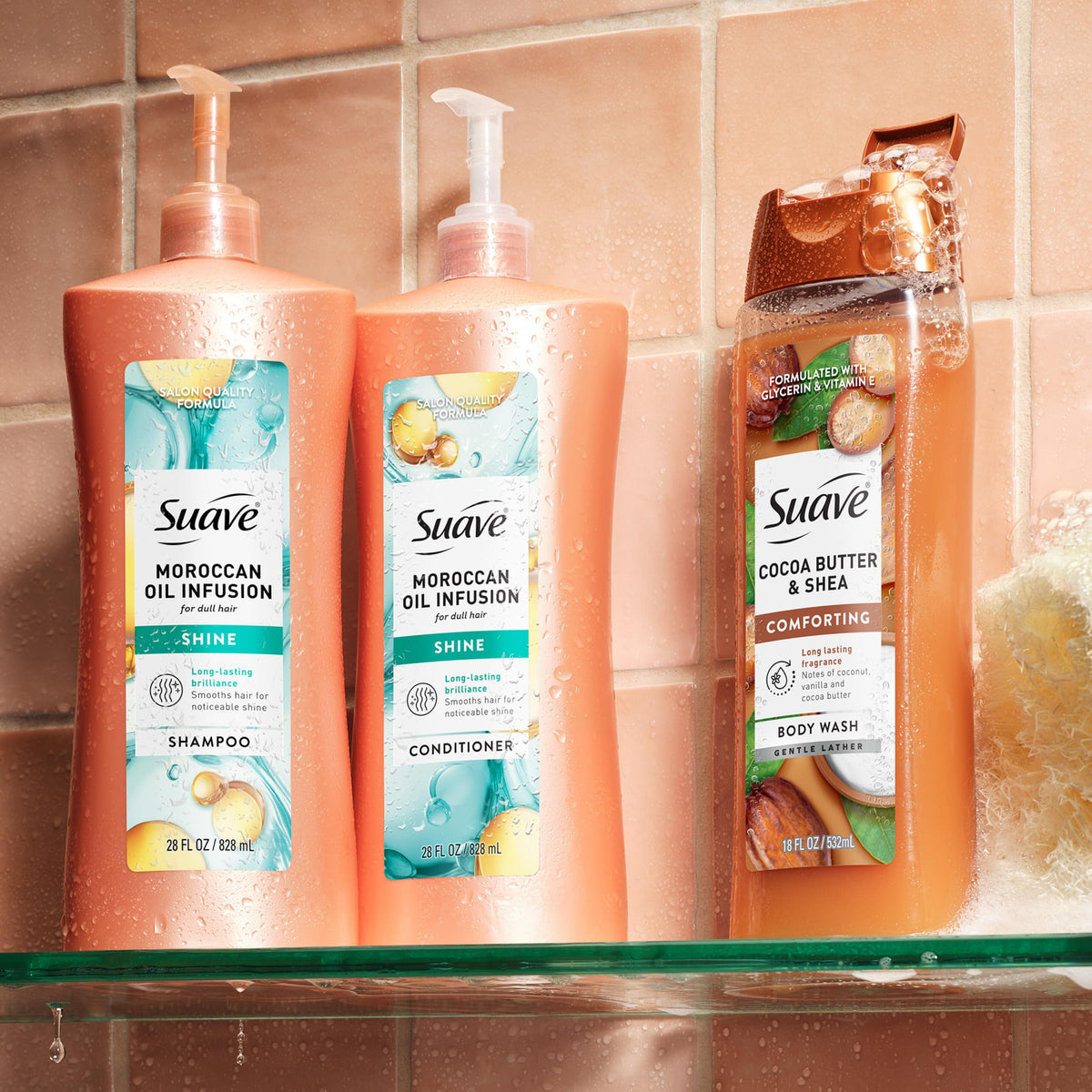 Suave label close-up highlighting ingredients and usage directions