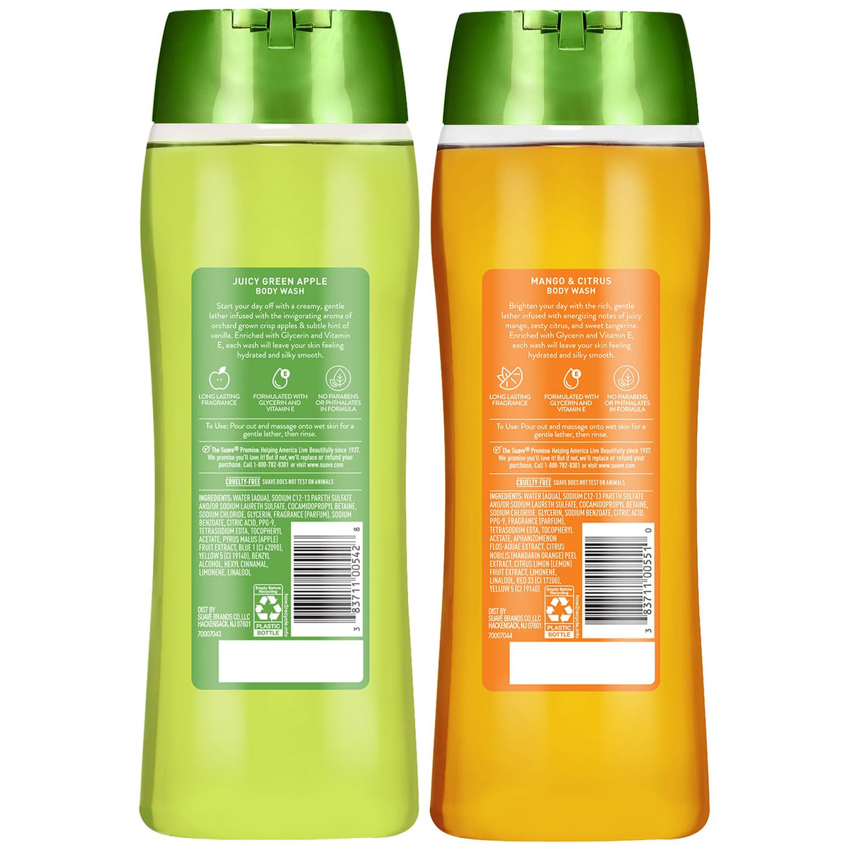Suave bottles on bathroom shelf evoking fresh scented routine