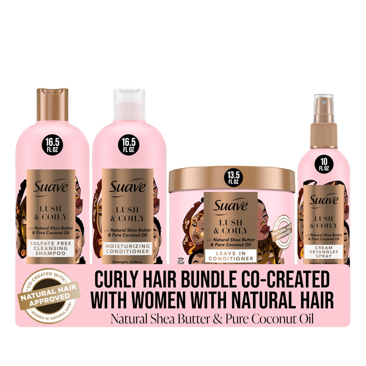 Suave front packaging showing full 4‑piece bundle and benefits
