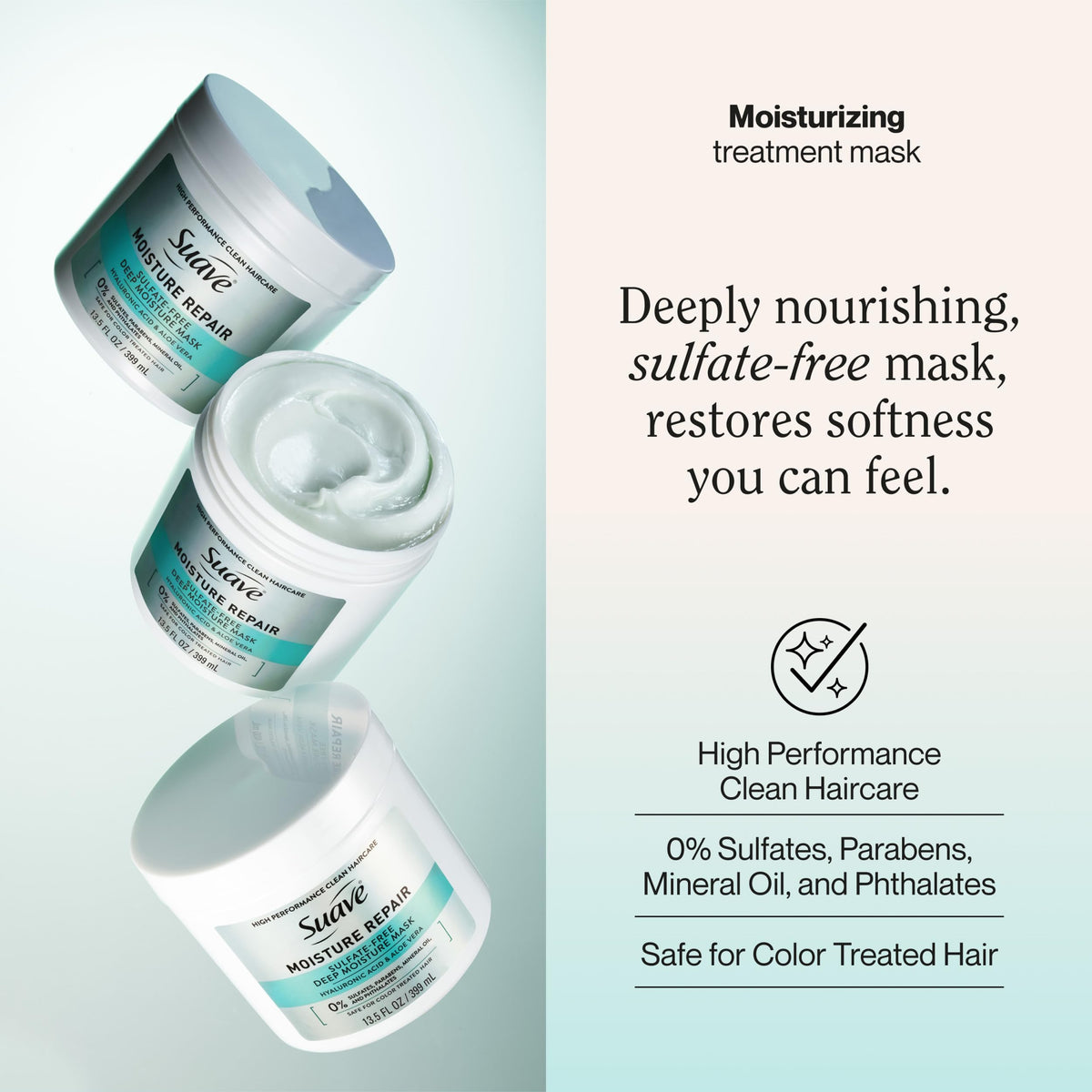 Suave mask open jar cream texture illustrating rich hydration