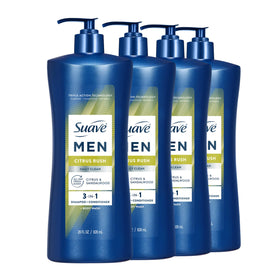 Suave Men Citrus Rush front pump bottle showing packaging and convenience