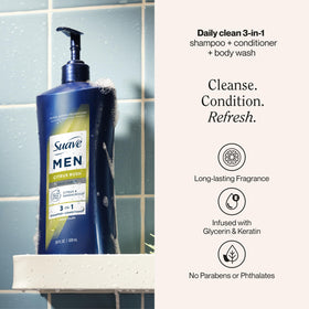 Suave Men Citrus Rush label close-up highlighting ingredients and scent