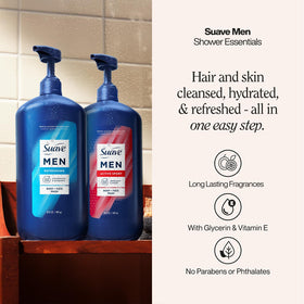 Energizing Sport label on Suave bottle showing bergamot and wood fragrance