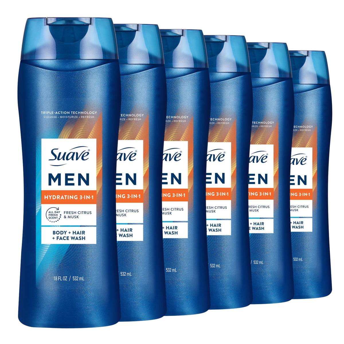 Suave front packaging showing hydrating 3-in-1 benefits for easy grooming
