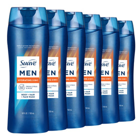 Suave front packaging showing hydrating 3-in-1 benefits for easy grooming