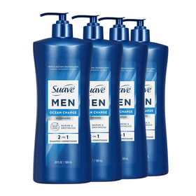 Suave front packaging showing ocean charge 2-in-1 benefits and pump