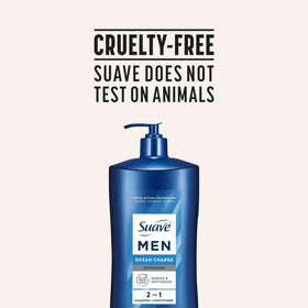 Suave bottle on bathroom shelf showing everyday grooming lifestyle benefit
