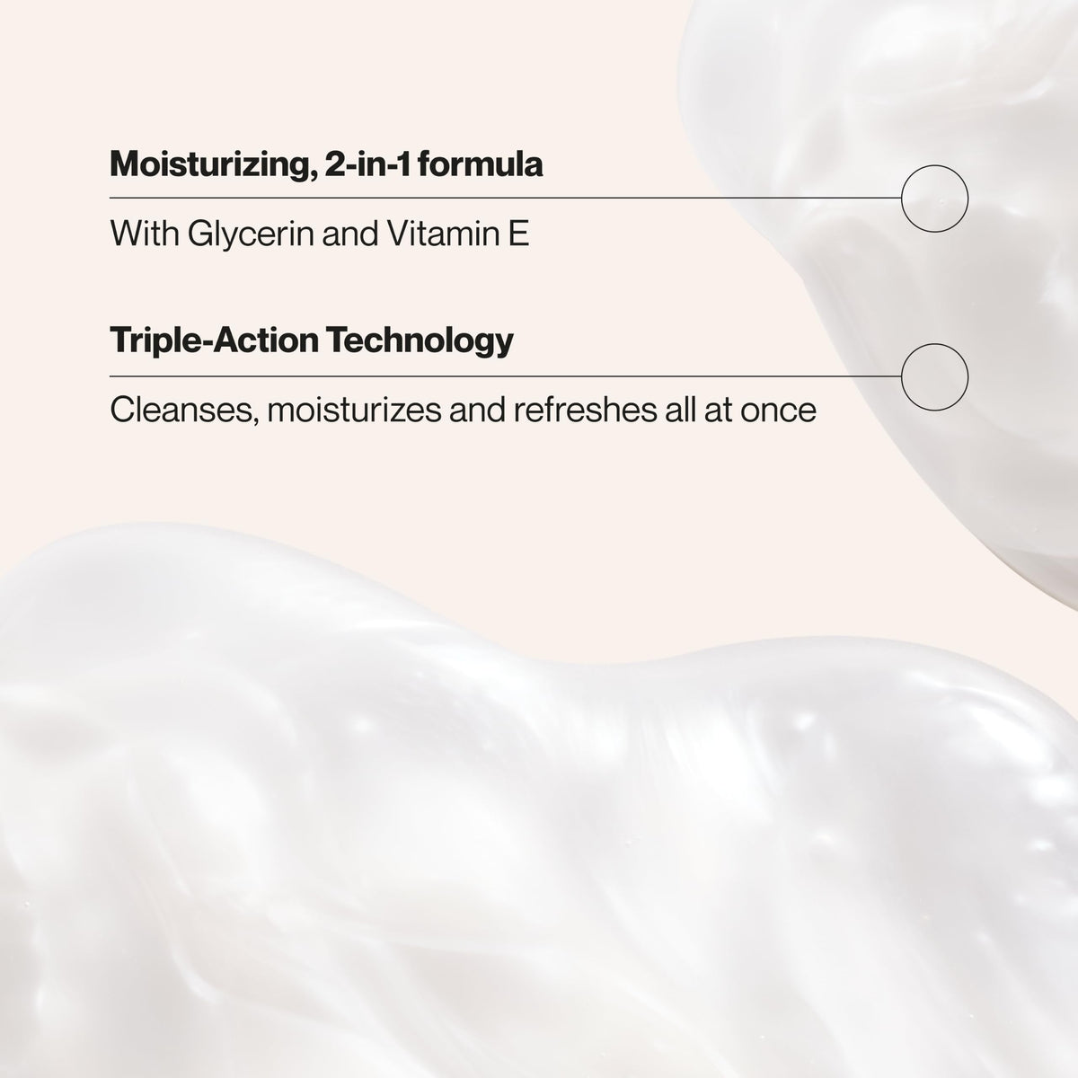 Close-up of Suave wash lather texture showing moisturizing action