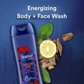 Suave Men sport creamy lather closeup demonstrating rich foam and effective cleanse