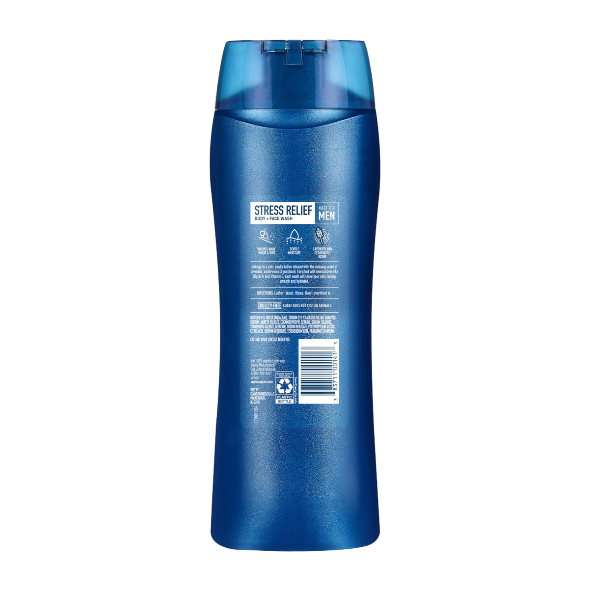 Suave bottle on bathroom shelf staged for relaxing grooming routine