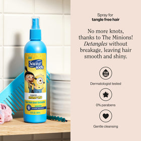 Suave Minions spray nozzle close-up demonstrating easy mist application