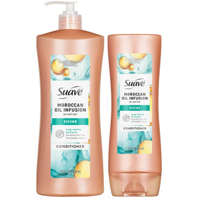 Suave Moroccan oil conditioner front packaging showing shine benefit
