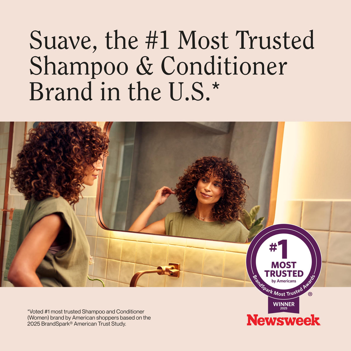 Shiny smooth hair after Suave Moroccan Infusion use showcasing visible shine