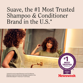 Shiny smooth hair after Suave Moroccan Infusion use showcasing visible shine