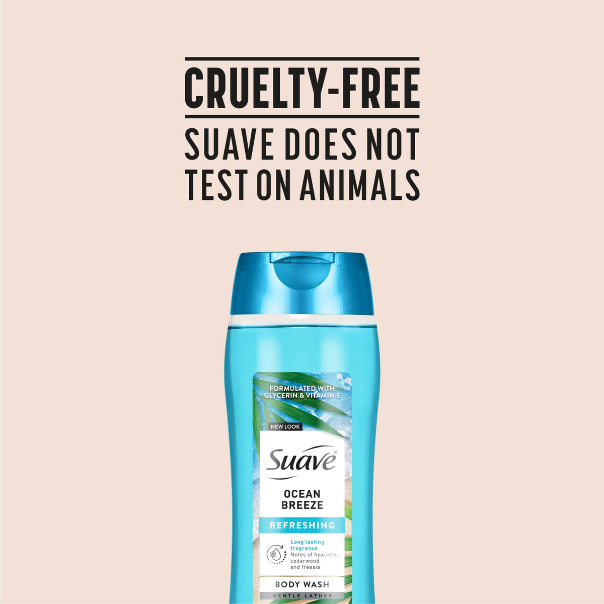 Suave after-shower skin close-up showing soft, smooth finish