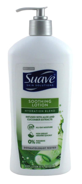 Close-up of Suave lotion texture highlighting silky absorbency and quick hydration benefit