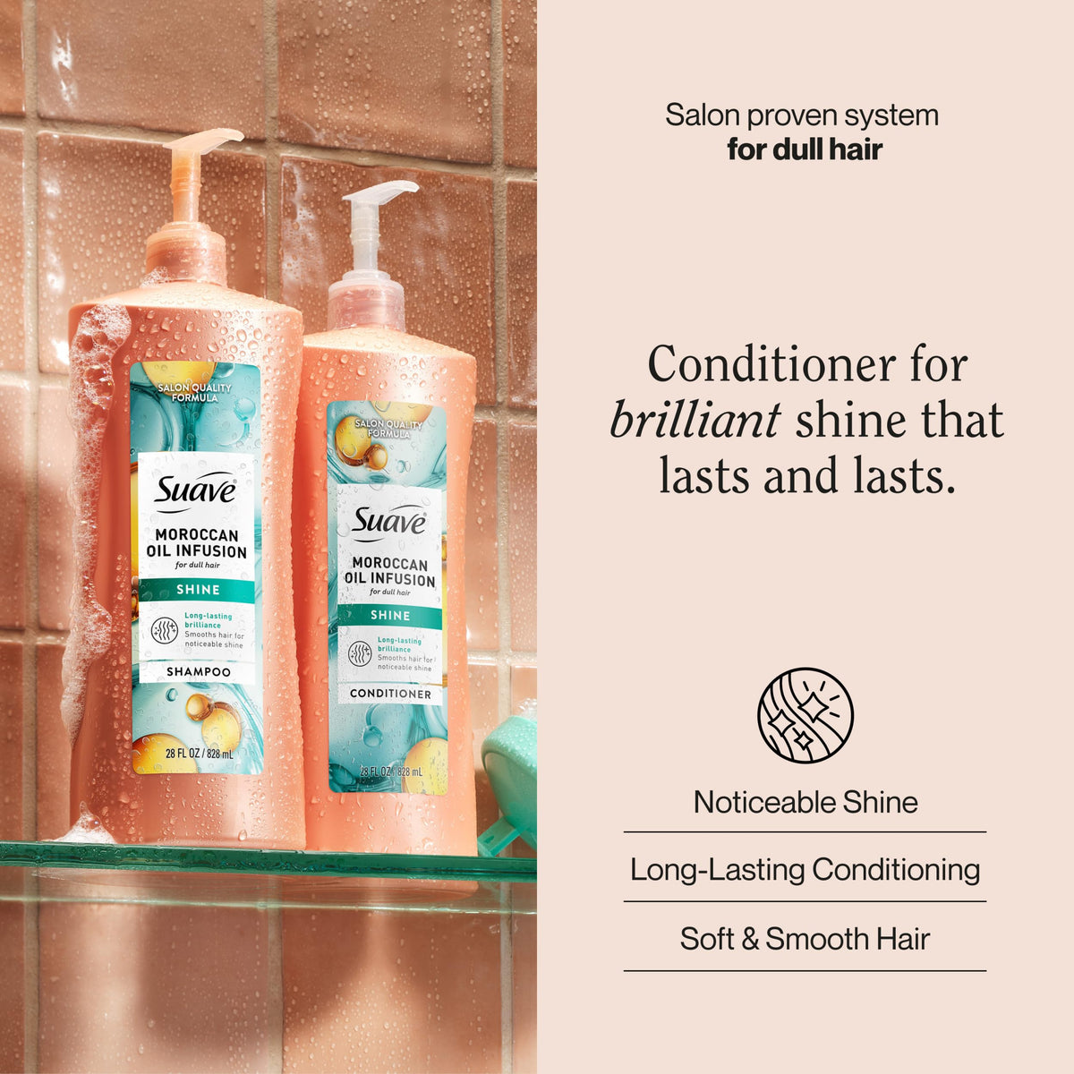 Suave pump dispenser top for easy, controlled conditioner use