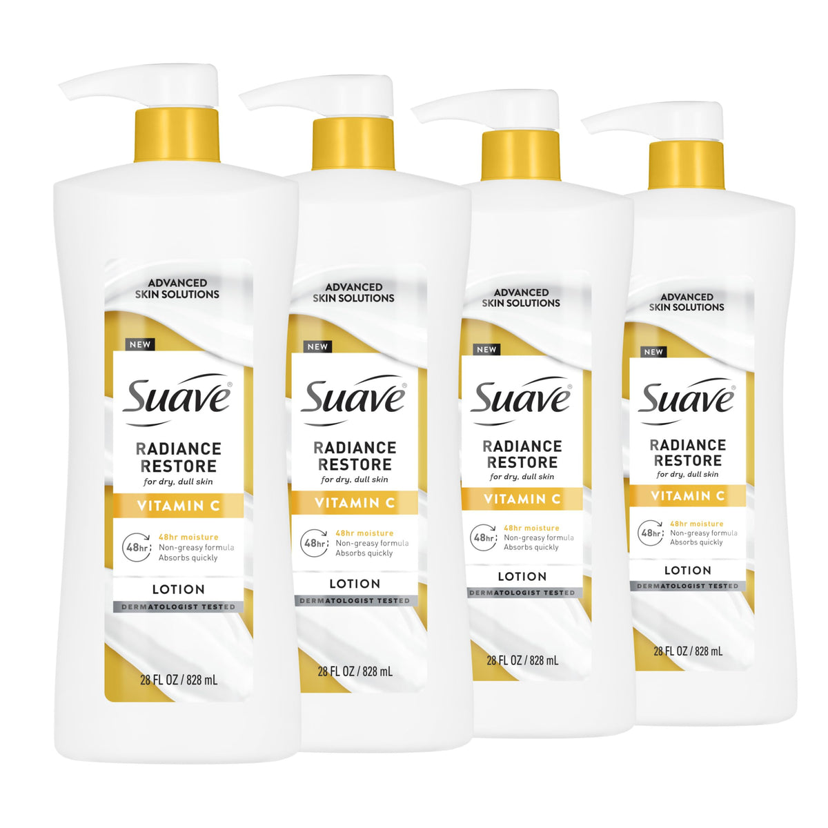 suave bottle front showing Radiance Restore label and vitamin C benefit