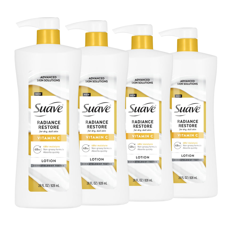 suave bottle front showing Radiance Restore label and vitamin C benefit
