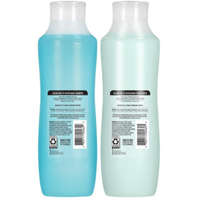 Recycling symbol on Suave bottle indicating recyclable packaging benefit