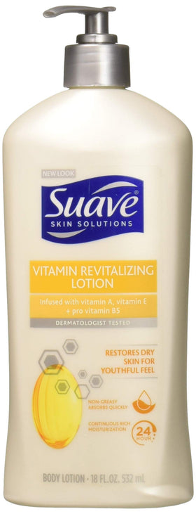 Suave front packaging showing the 18 oz bottle and clear product benefits