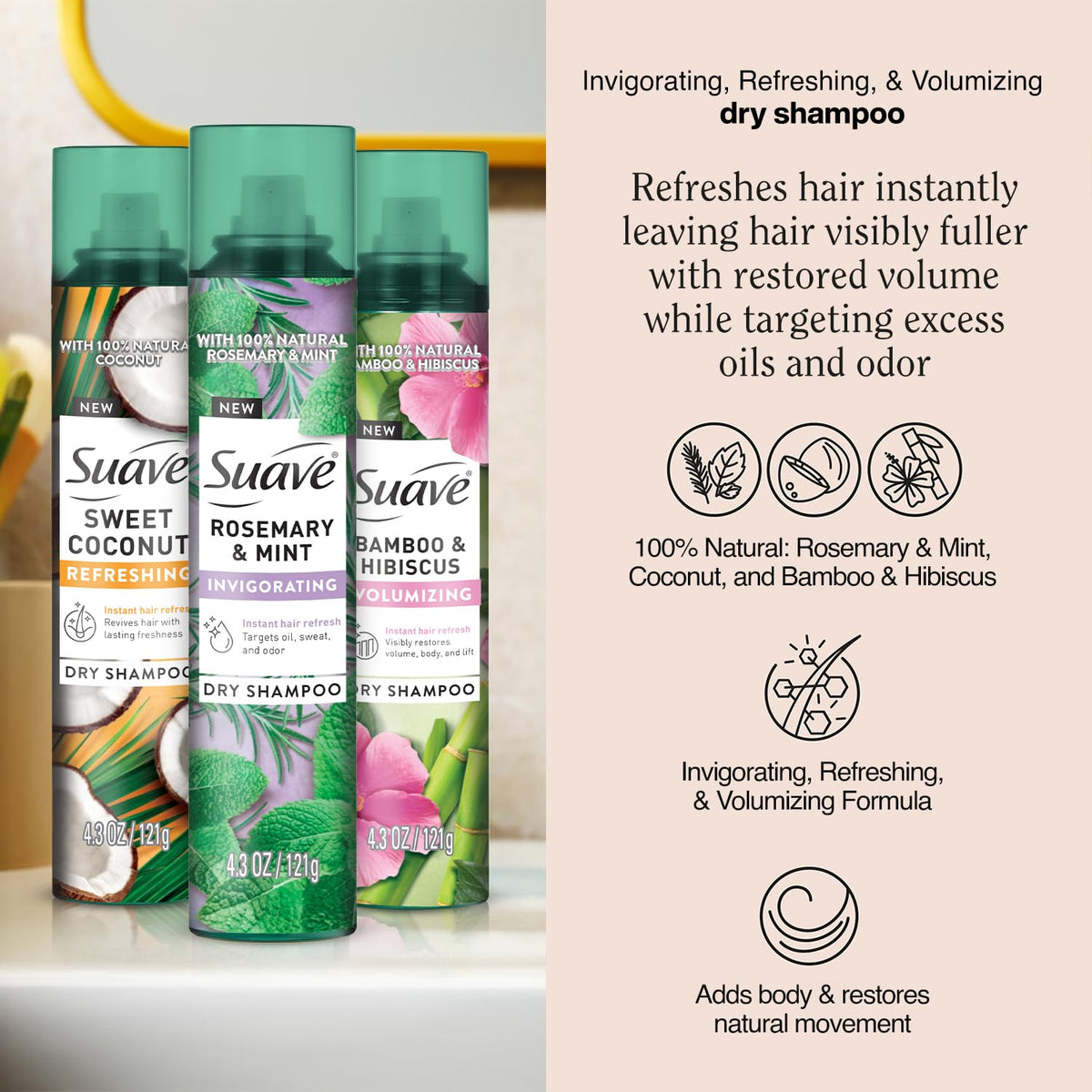 Suave Rosemary & Mint close-up can detail highlighting invigorating scent