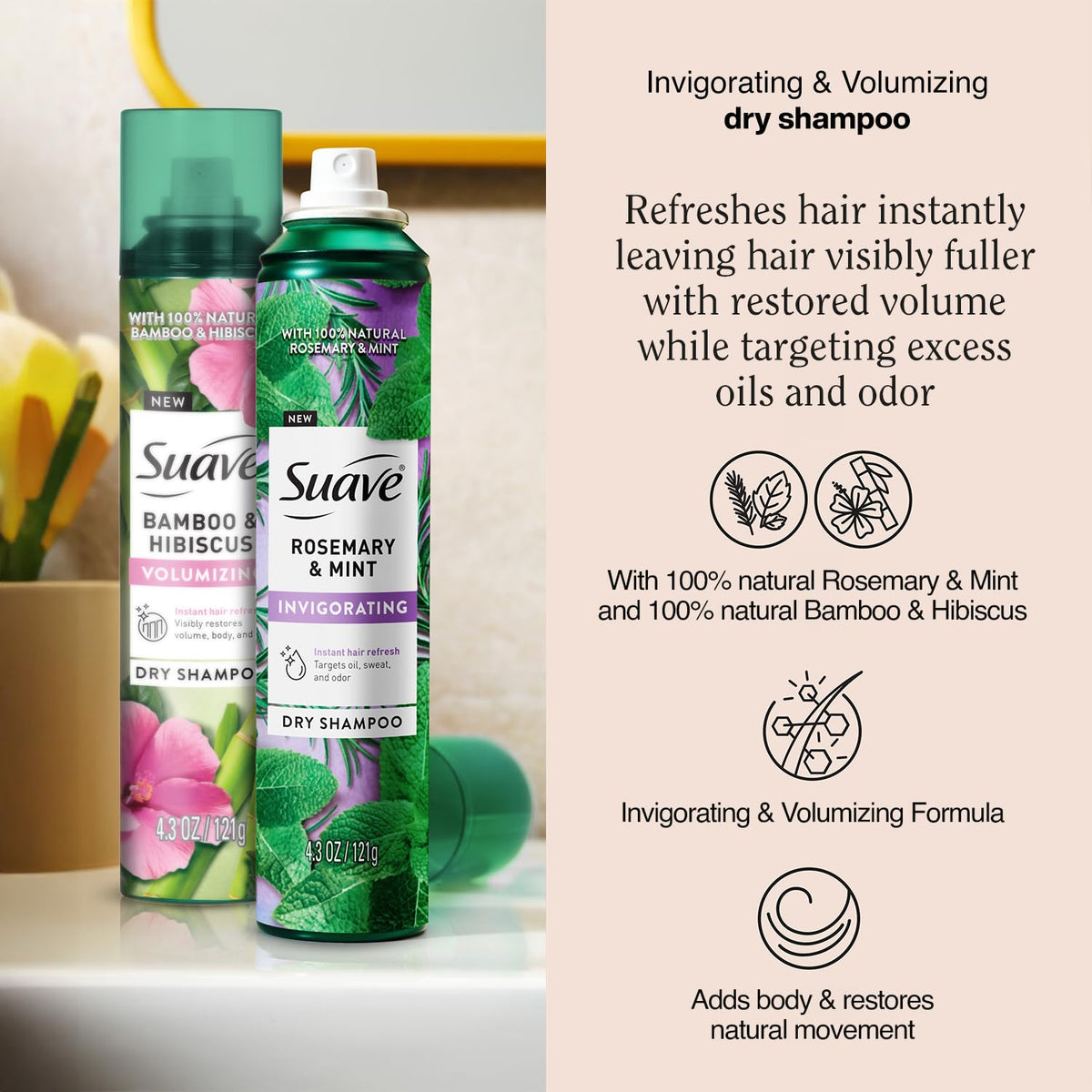 Suave Rosemary & Mint nozzle close-up for precise, refreshing spray