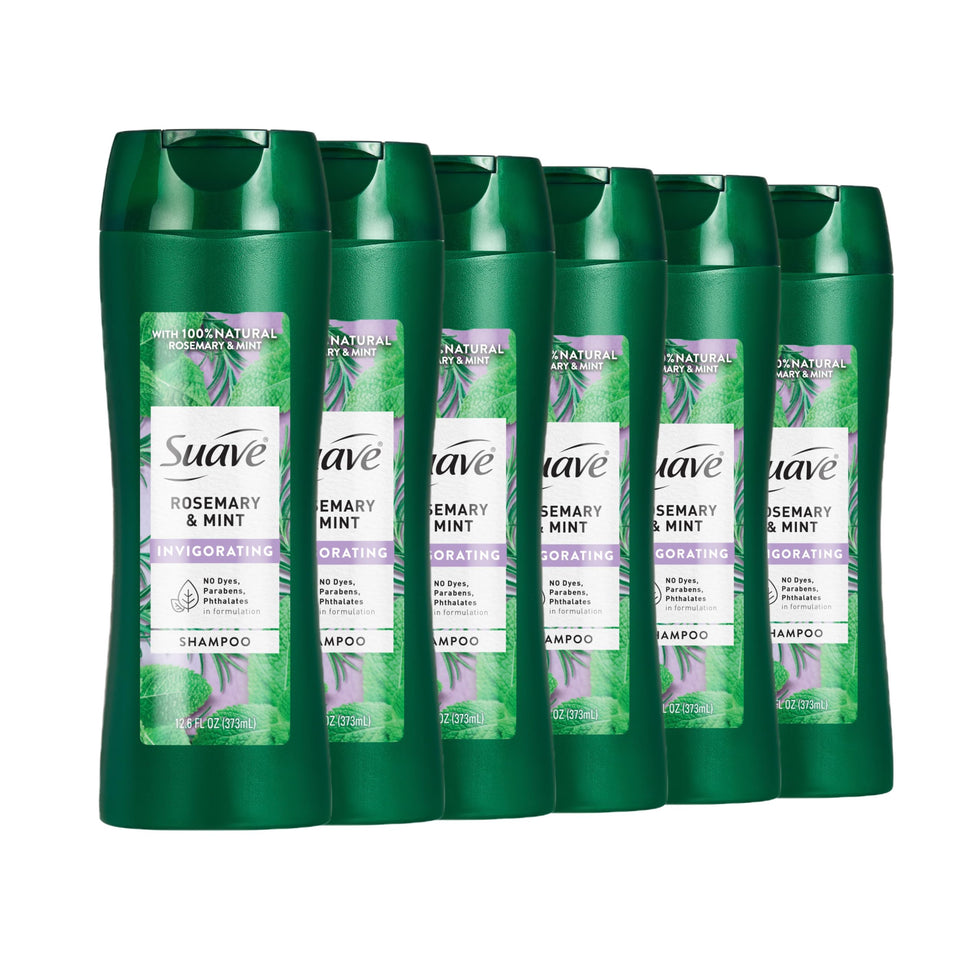 Suave front packaging showing rosemary and mint, refreshing fragrance and value