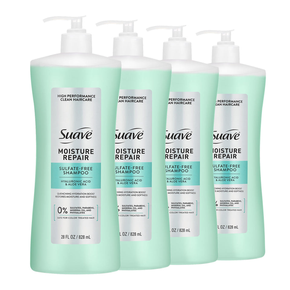 Suave shampoo front label showing brand and hydrating focus
