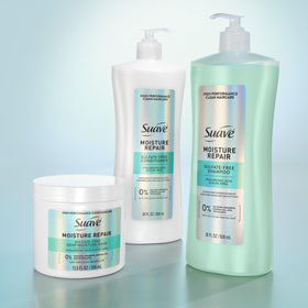 Suave shampoo ingredient close-up hyaluronic acid and aloe for hydration