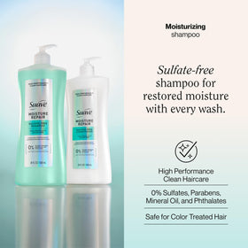 Suave shampoo pump top demonstrating easy dispensing benefit