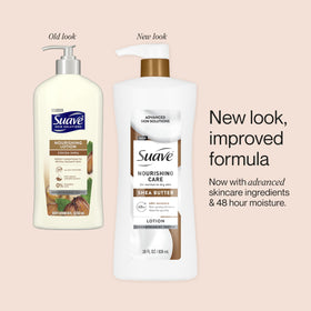 Suave shea butter being applied on arm to demonstrate hydration and softness