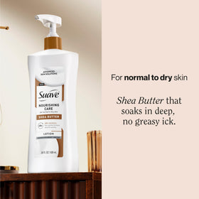 Suave shea butter pump dispenser detail for easy, spill-free daily use