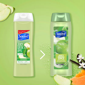 Suave bottle held in hand to show 18 oz scale and easy handling