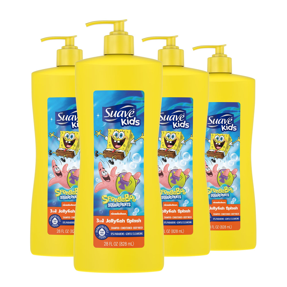 Suave SpongeBob front packaging showing playful label and large size benefit