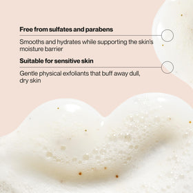 Suave close-up of exfoliating particles to reveal smoothing action