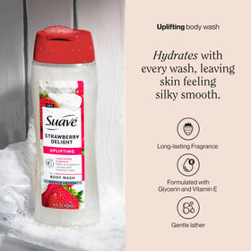 suave back label and ingredients view highlighting glycerin and vitamin E benefit