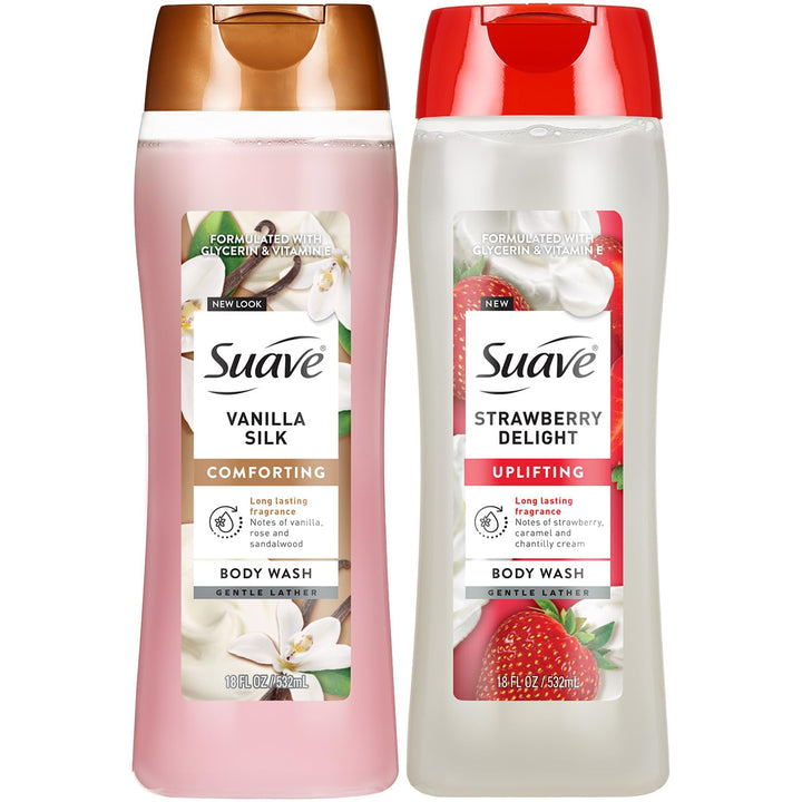 Suave Sweet Vanilla Silk front packaging showing calming vanilla scent and hydration