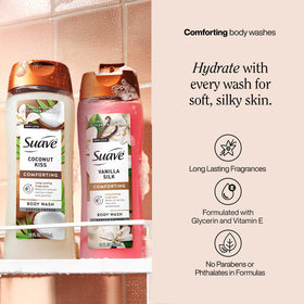 Suave creamy lather texture illustrating moisturizing foam benefit