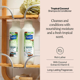 Suave back label close-up highlighting ingredients and vitamin E benefits