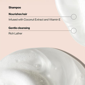 Suave shampoo being dispensed with lather demonstrating gentle cleansing benefit